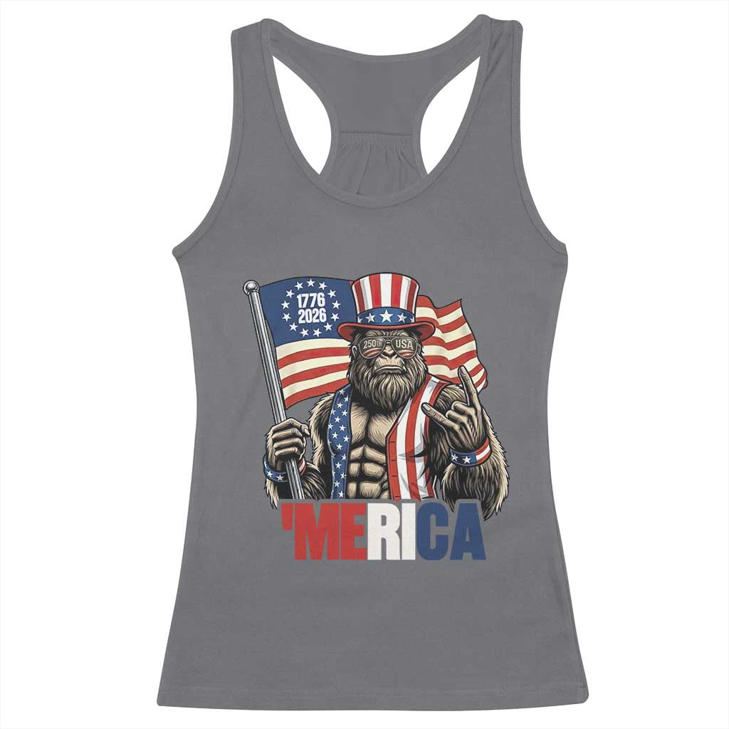 Funny Patriotic Bigfoot Merica Rock Racerback Tank Top USA 250th Anniversary TS12 Charcoal Print Your Wear