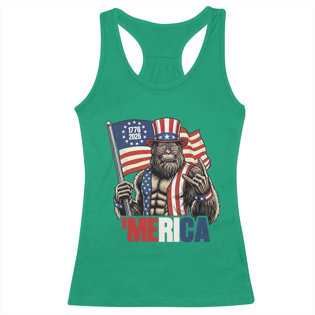 Funny Patriotic Bigfoot Merica Rock Racerback Tank Top USA 250th Anniversary TS12 Irish Green Print Your Wear