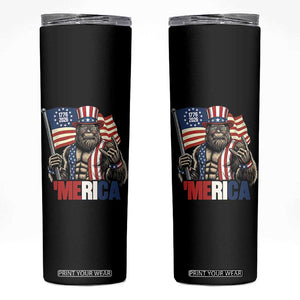 Funny Patriotic Bigfoot Merica Rock Skinny Tumbler USA 250th Anniversary TS12 Black Print Your Wear