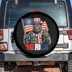 Funny Patriotic Bigfoot Merica Rock Spare Tire Cover USA 250th Anniversary TS12 No hole Black Print Your Wear