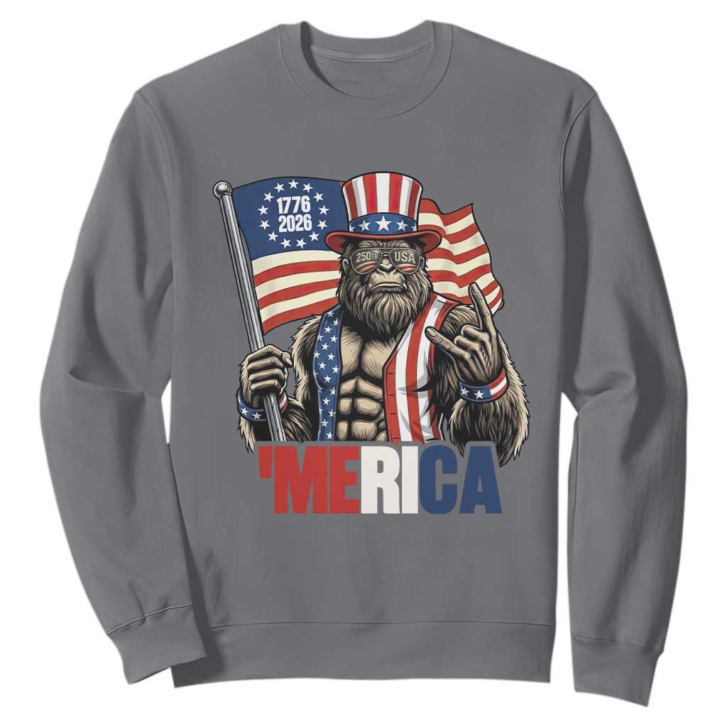 Funny Patriotic Bigfoot Merica Rock Sweatshirt USA 250th Anniversary TS12 Charcoal Print Your Wear