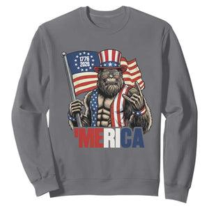 Funny Patriotic Bigfoot Merica Rock Sweatshirt USA 250th Anniversary TS12 Charcoal Print Your Wear
