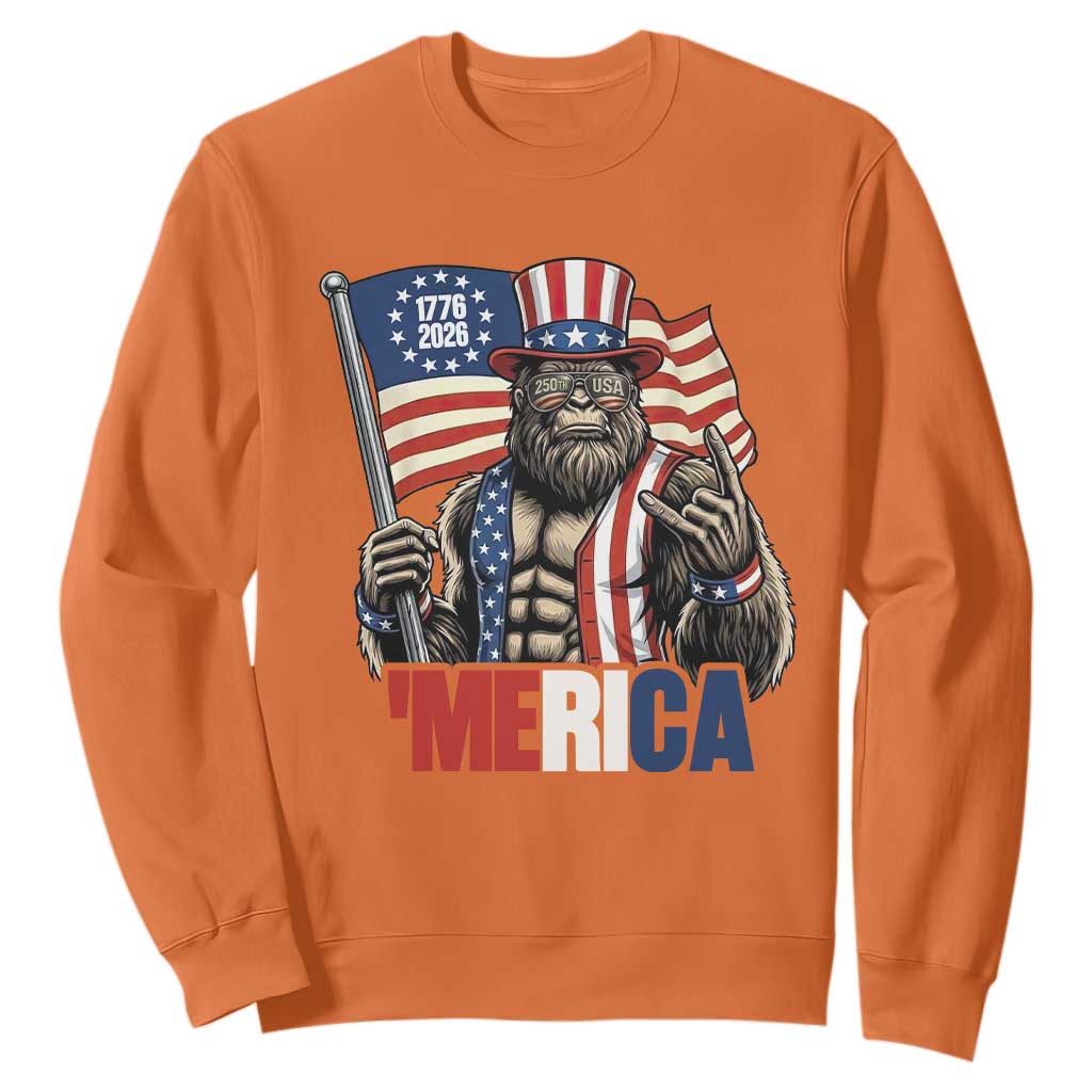Funny Patriotic Bigfoot Merica Rock Sweatshirt USA 250th Anniversary TS12 Orange Print Your Wear
