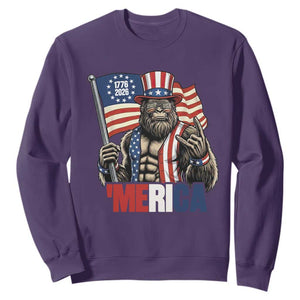 Funny Patriotic Bigfoot Merica Rock Sweatshirt USA 250th Anniversary TS12 Purple Print Your Wear