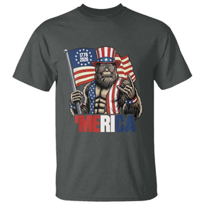 Funny Patriotic Bigfoot Merica Rock T Shirt USA 250th Anniversary TS12 Dark Heather Print Your Wear