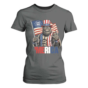 Funny Patriotic Bigfoot Merica Rock T Shirt For Women USA 250th Anniversary TS12 Dark Heather Print Your Wear