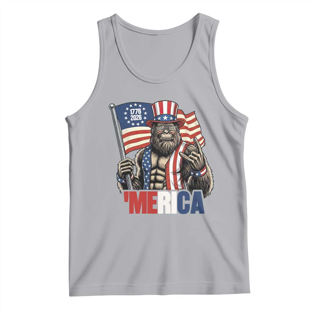 Funny Patriotic Bigfoot Merica Rock Tank Top USA 250th Anniversary TS12 Athletic Heather Print Your Wear