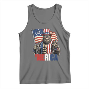 Funny Patriotic Bigfoot Merica Rock Tank Top USA 250th Anniversary TS12 Black Heather Print Your Wear