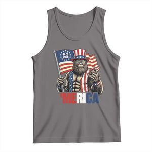 Funny Patriotic Bigfoot Merica Rock Tank Top USA 250th Anniversary TS12 Deep Heather Print Your Wear