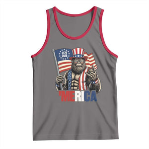 Funny Patriotic Bigfoot Merica Rock Tank Top USA 250th Anniversary TS12 Deep Heather Red Print Your Wear