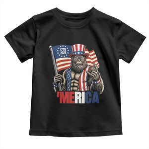 Funny Patriotic Bigfoot Merica Rock Toddler T Shirt USA 250th Anniversary TS12 Black Print Your Wear