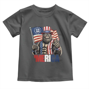 Funny Patriotic Bigfoot Merica Rock Toddler T Shirt USA 250th Anniversary TS12 Dark Heather Print Your Wear
