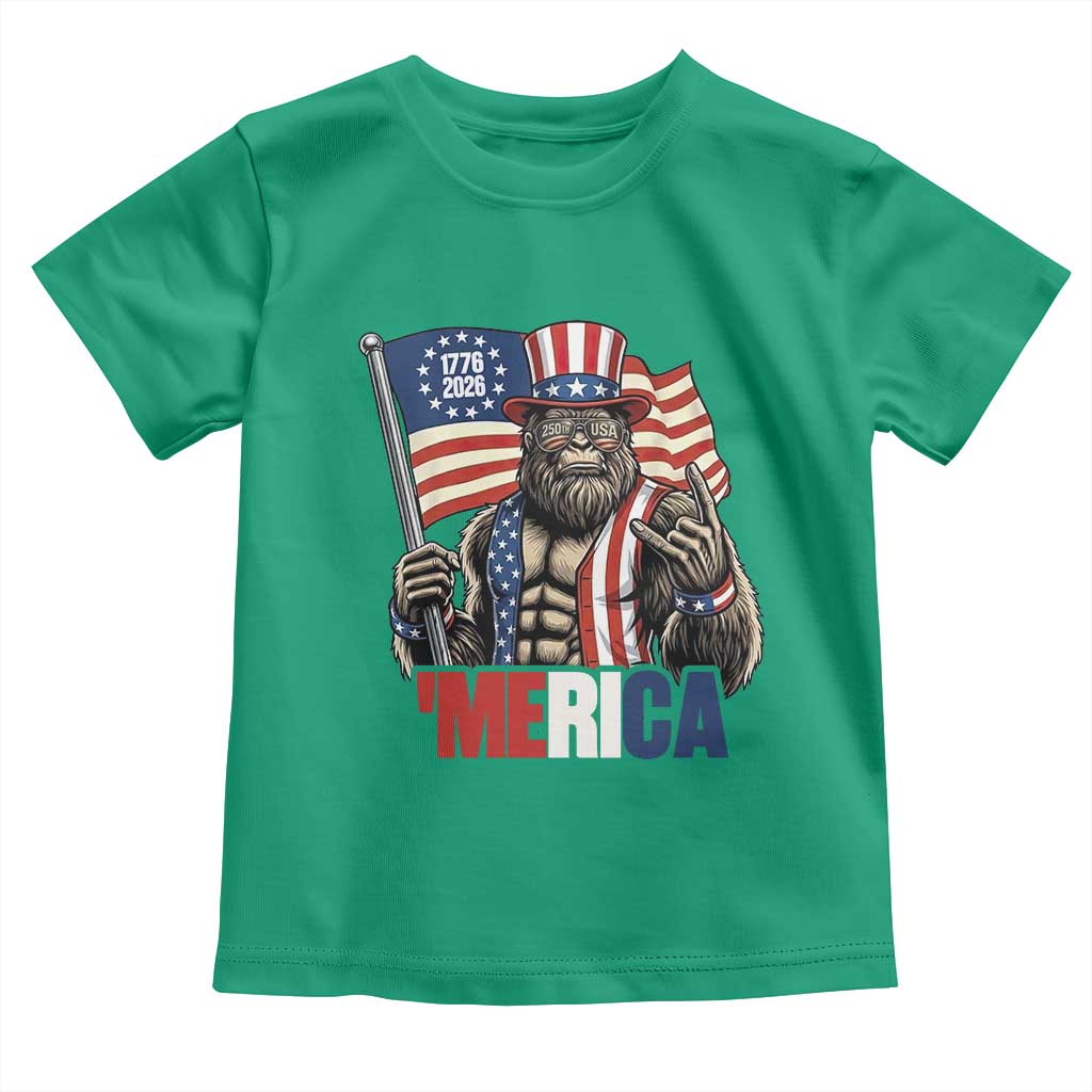 Funny Patriotic Bigfoot Merica Rock Toddler T Shirt USA 250th Anniversary TS12 Irish Green Print Your Wear