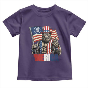 Funny Patriotic Bigfoot Merica Rock Toddler T Shirt USA 250th Anniversary TS12 Purple Print Your Wear