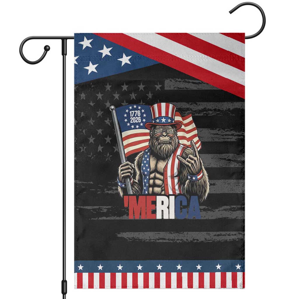 Funny Patriotic Bigfoot Merica Rock Garden Flag USA 250th Anniversary TS12 Distressed Black Blue Print Your Wear