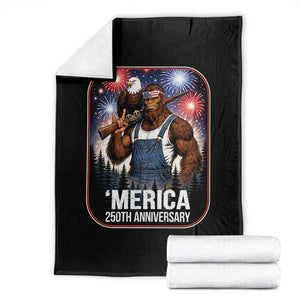 Funny Bigfoot USA 250 Years Of American Freedom Throw Blanket TS12 Black Print Your Wear
