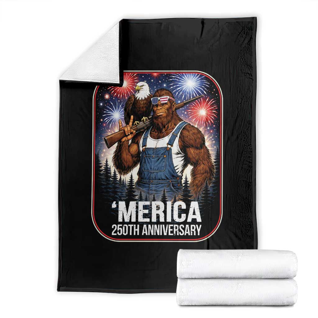 Funny Bigfoot America 250 Years Of American Freedom Throw Blanket TS12 Black Print Your Wear