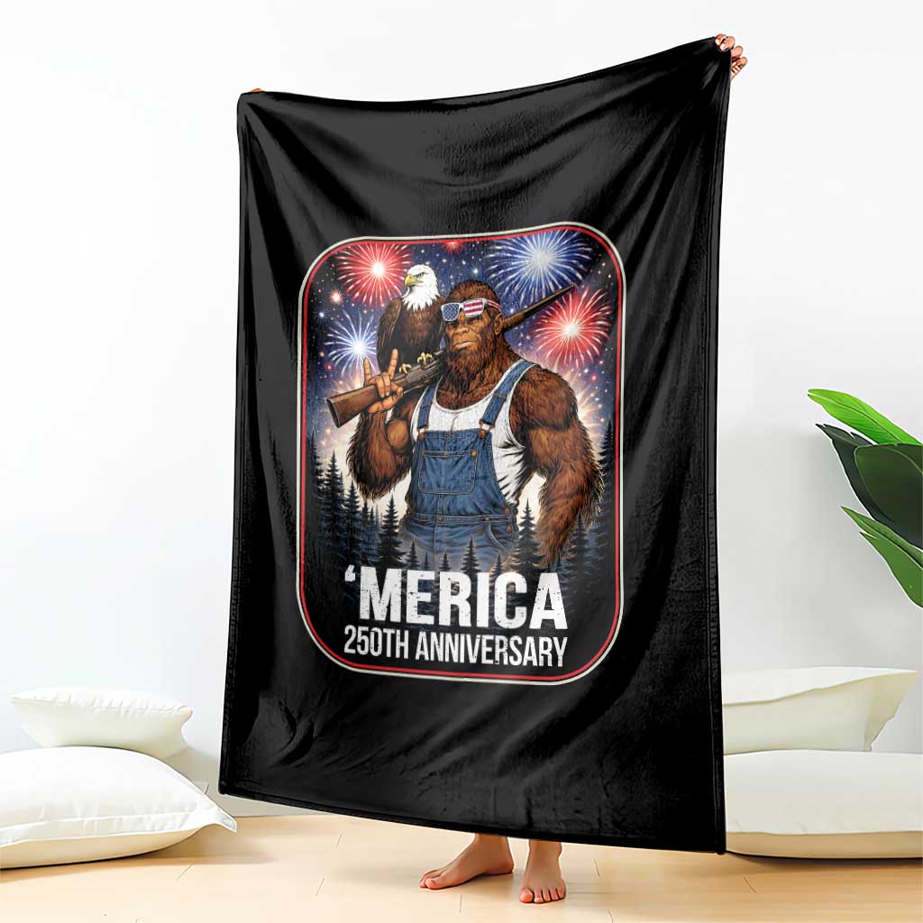 Funny Bigfoot USA 250 Years Of American Freedom Throw Blanket TS12 Print Your Wear