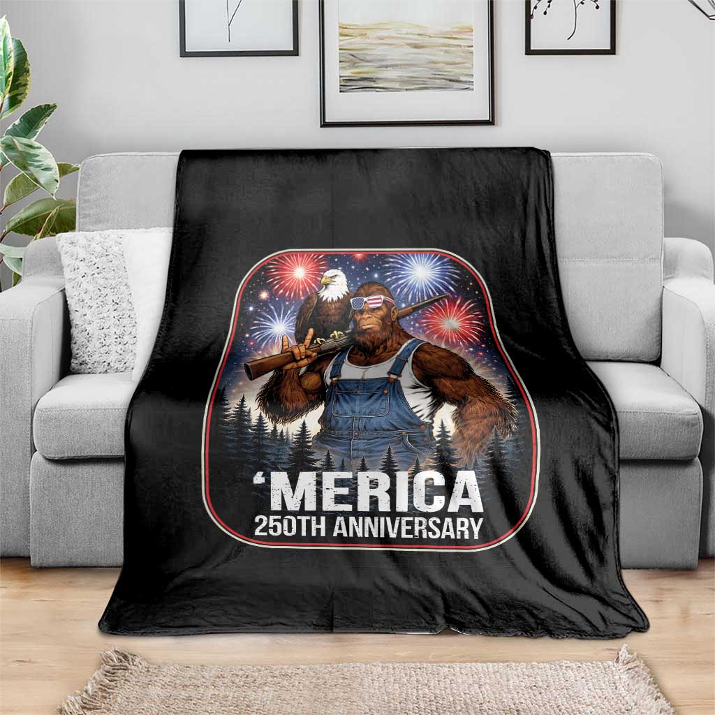 Funny Bigfoot USA 250 Years Of American Freedom Throw Blanket TS12 Print Your Wear