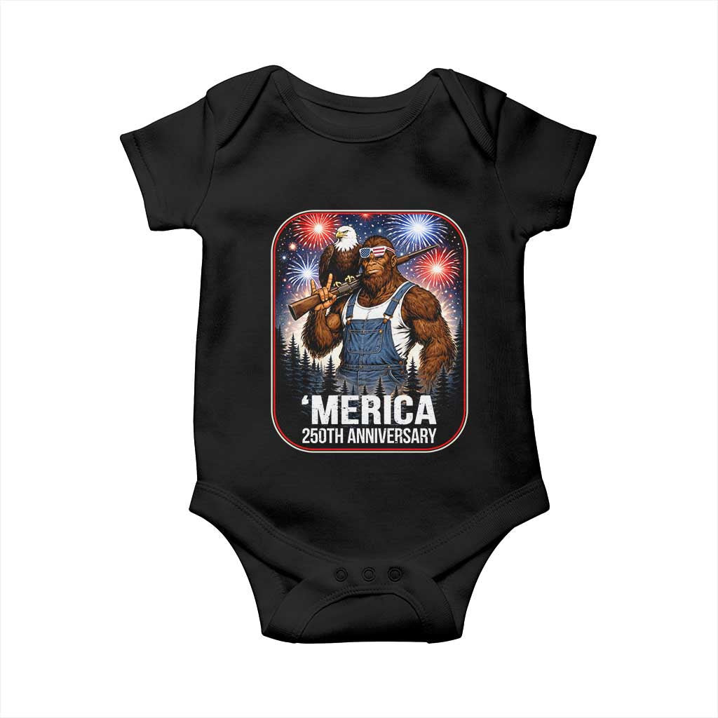 Funny Bigfoot America 250 Years Of American Freedom Baby Onesie TS12 Black Print Your Wear
