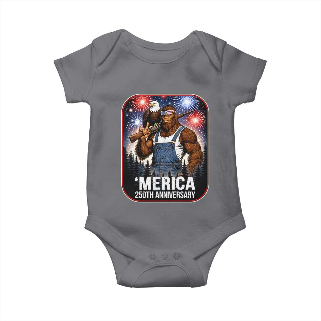 Funny Bigfoot USA 250 Years Of American Freedom Baby Onesie TS12 Charcoal Print Your Wear