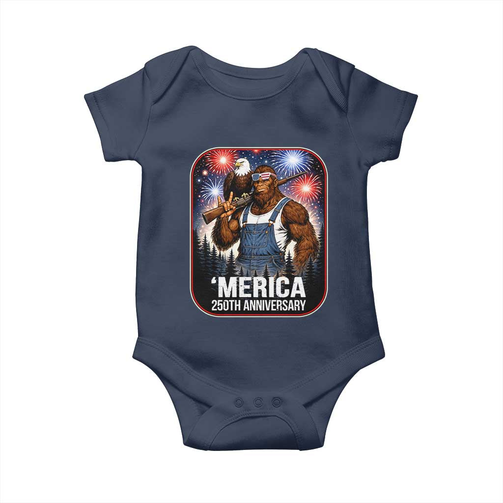 Funny Bigfoot USA 250 Years Of American Freedom Baby Onesie TS12 Navy Print Your Wear