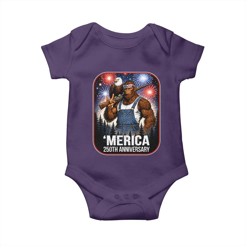 Funny Bigfoot USA 250 Years Of American Freedom Baby Onesie TS12 Purple Print Your Wear