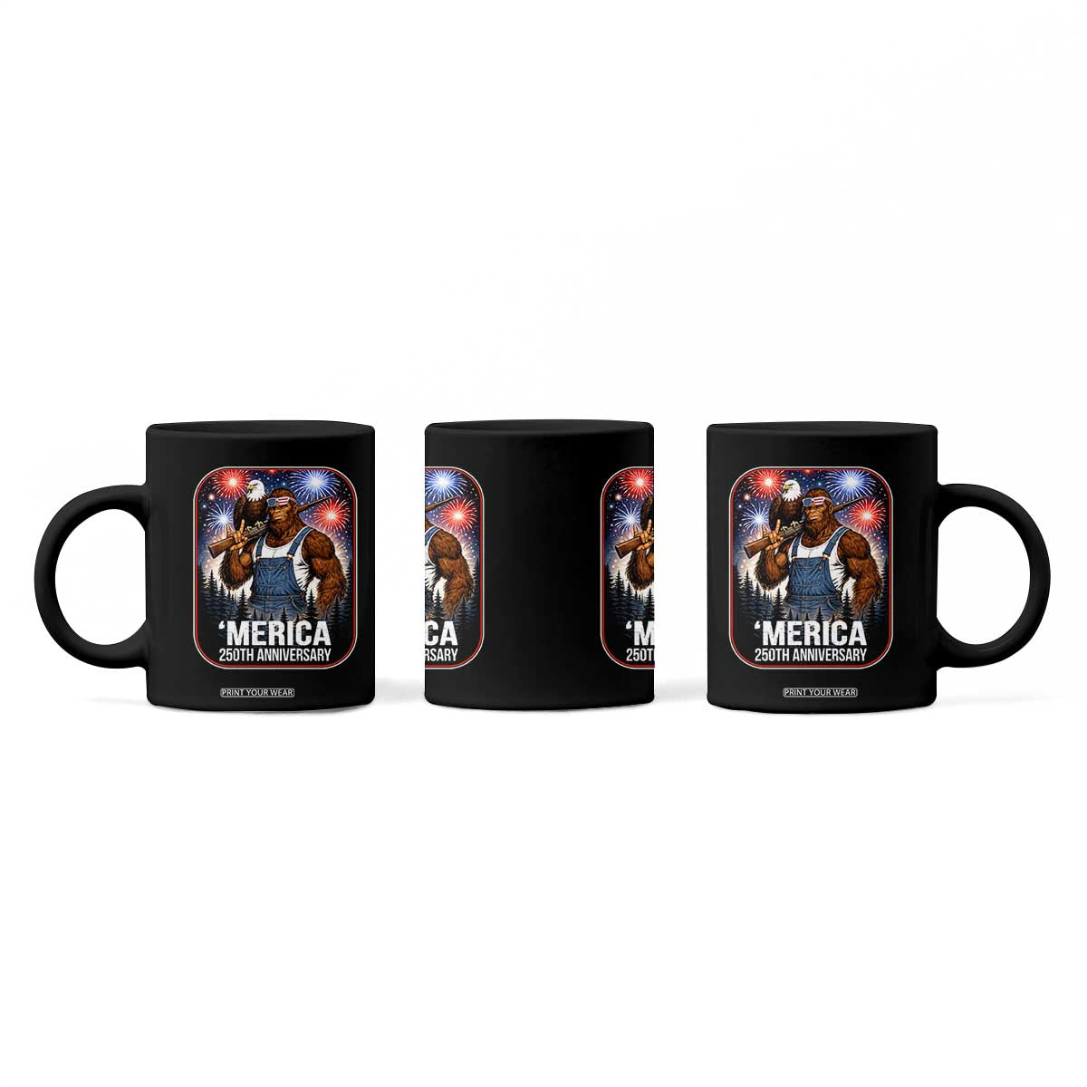 Funny Bigfoot USA 250 Years Of American Freedom Coffee Mug TS12 Print Your Wear