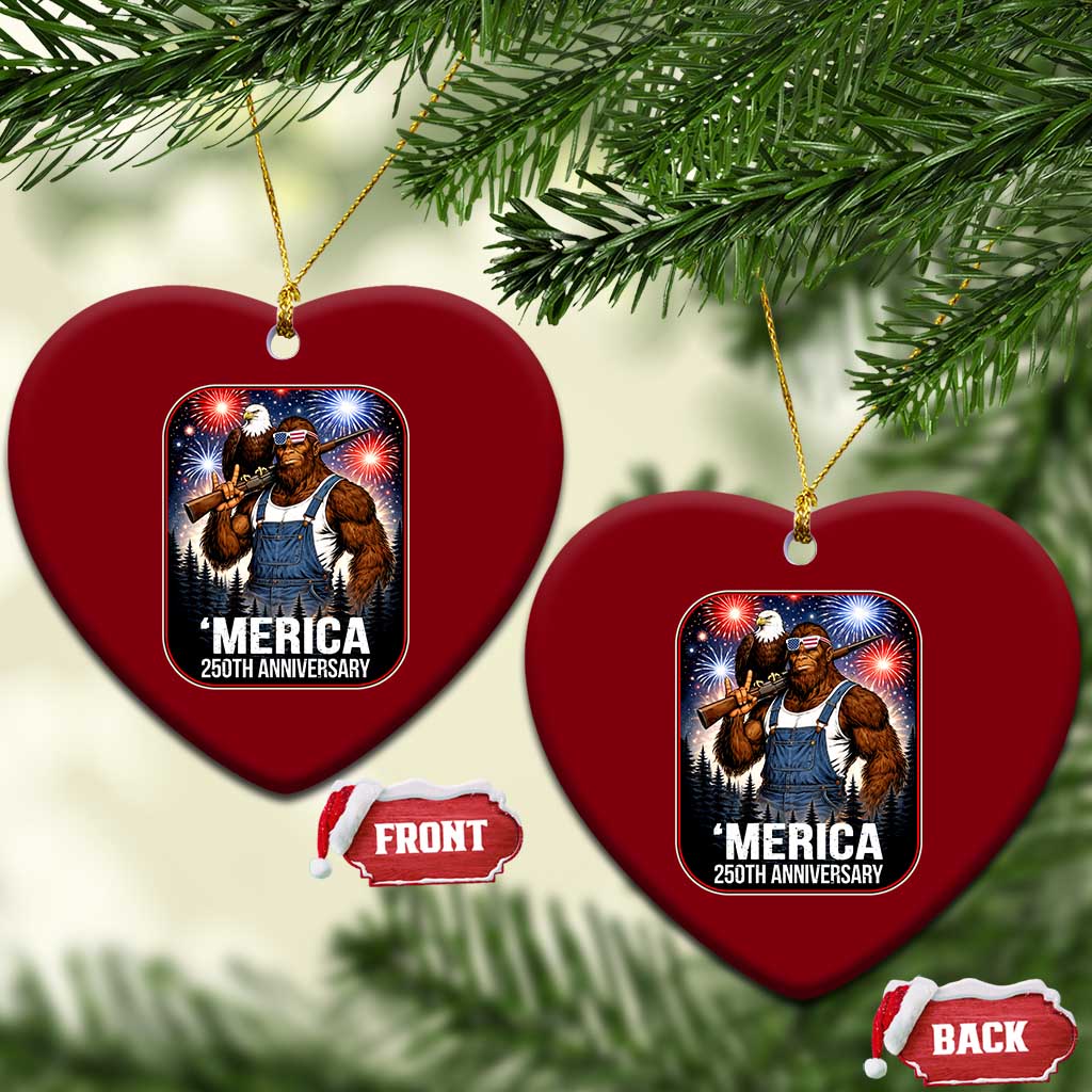 Funny Bigfoot America 250 Years Of American Freedom Ceramic Ornament TS12 Print Your Wear