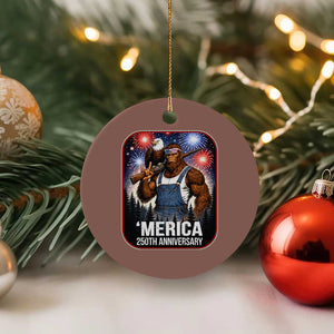 Funny Bigfoot America 250 Years Of American Freedom Ceramic Ornament TS12 1pc Mocha Print Your Wear
