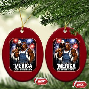 Funny Bigfoot America 250 Years Of American Freedom Ceramic Ornament TS12 Print Your Wear