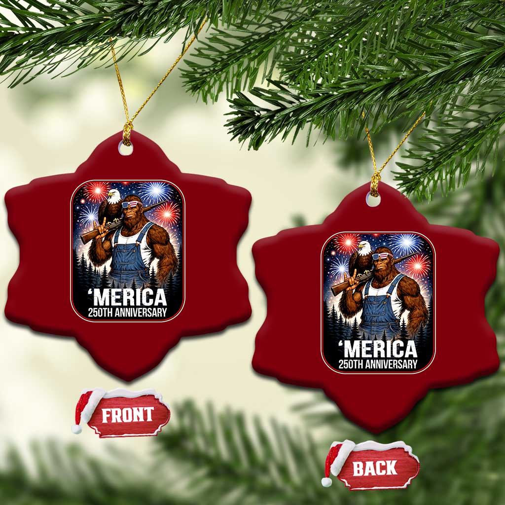 Funny Bigfoot America 250 Years Of American Freedom Ceramic Ornament TS12 Print Your Wear