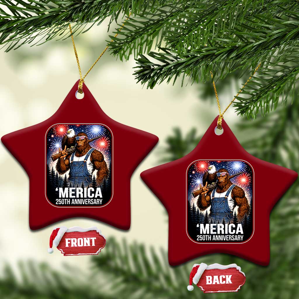 Funny Bigfoot America 250 Years Of American Freedom Ceramic Ornament TS12 Print Your Wear