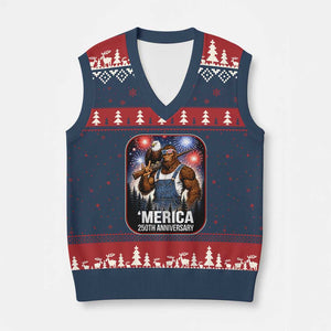 Funny Bigfoot America 250 Years Of American Freedom V-Neck Knit Sweater Vest TS12 Navy Red Print Your Wear