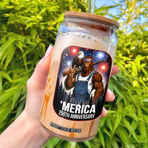 Funny Bigfoot America 250 Years Of American Freedom Glass Can TS12 Black Print Your Wear