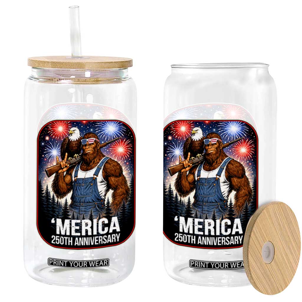 Funny Bigfoot America 250 Years Of American Freedom Glass Can TS12 Print Your Wear