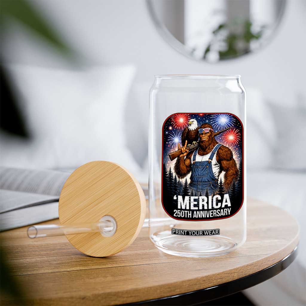 Funny Bigfoot America 250 Years Of American Freedom Glass Can TS12 Print Your Wear