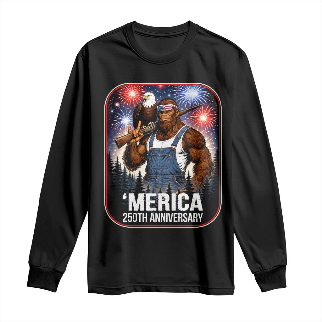 Funny Bigfoot America 250 Years Of American Freedom Long Sleeve Shirt TS12 Black Print Your Wear