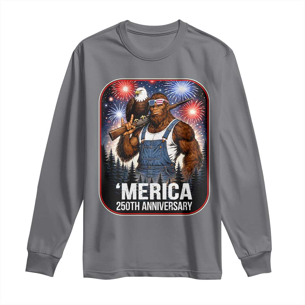 Funny Bigfoot America 250 Years Of American Freedom Long Sleeve Shirt TS12 Charcoal Print Your Wear