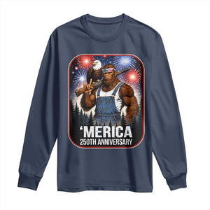 Funny Bigfoot America 250 Years Of American Freedom Long Sleeve Shirt TS12 Navy Print Your Wear