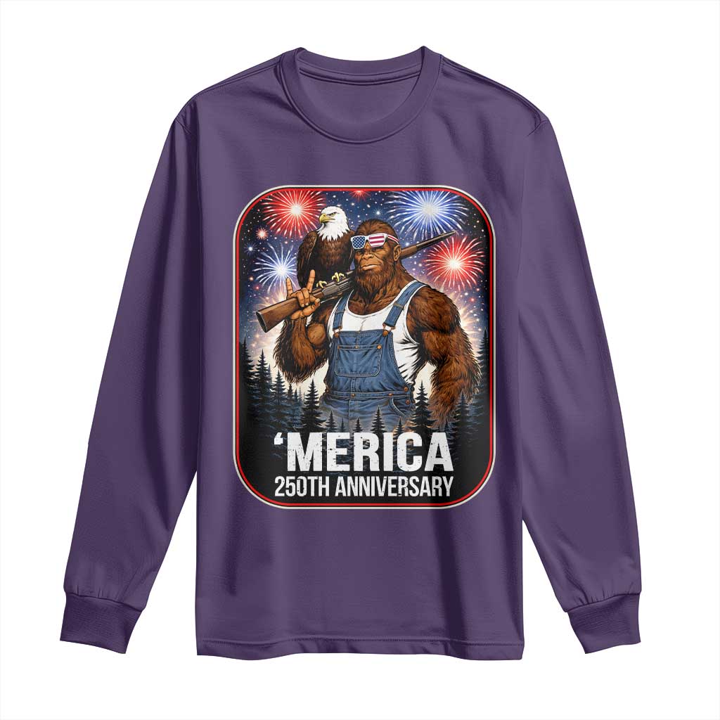 Funny Bigfoot America 250 Years Of American Freedom Long Sleeve Shirt TS12 Purple Print Your Wear