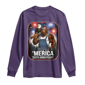 Funny Bigfoot America 250 Years Of American Freedom Long Sleeve Shirt TS12 Purple Print Your Wear
