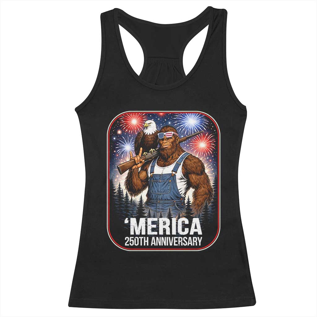 Funny Bigfoot America 250 Years Of American Freedom Racerback Tank Top TS12 Black Print Your Wear