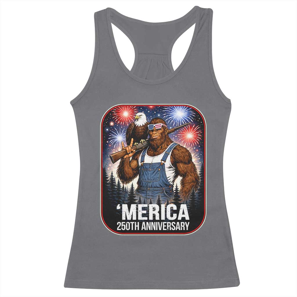 Funny Bigfoot USA 250 Years Of American Freedom Racerback Tank Top TS12 Charcoal Print Your Wear