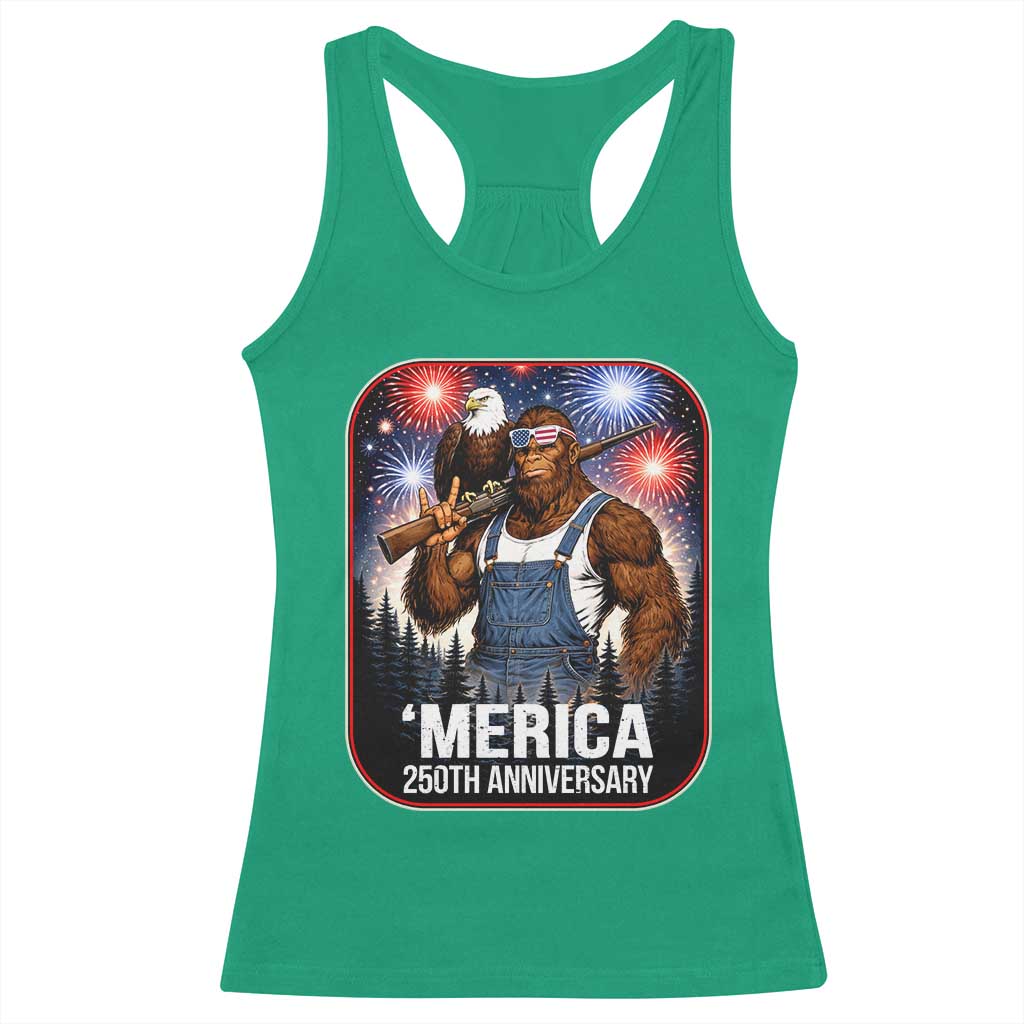 Funny Bigfoot USA 250 Years Of American Freedom Racerback Tank Top TS12 Irish Green Print Your Wear