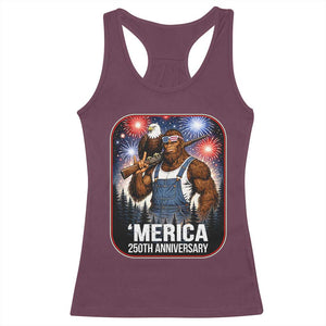 Funny Bigfoot USA 250 Years Of American Freedom Racerback Tank Top TS12 Maroon Print Your Wear