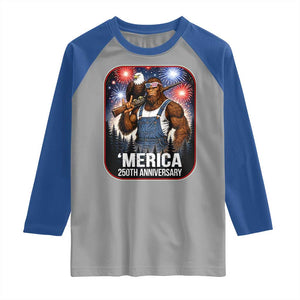 Funny Bigfoot America 250 Years Of American Freedom Raglan Shirt TS12 Sport Gray Royal Print Your Wear