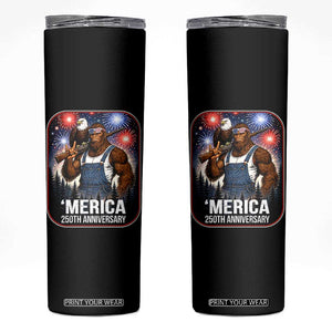 Funny Bigfoot America 250 Years Of American Freedom Skinny Tumbler TS12 Black Print Your Wear