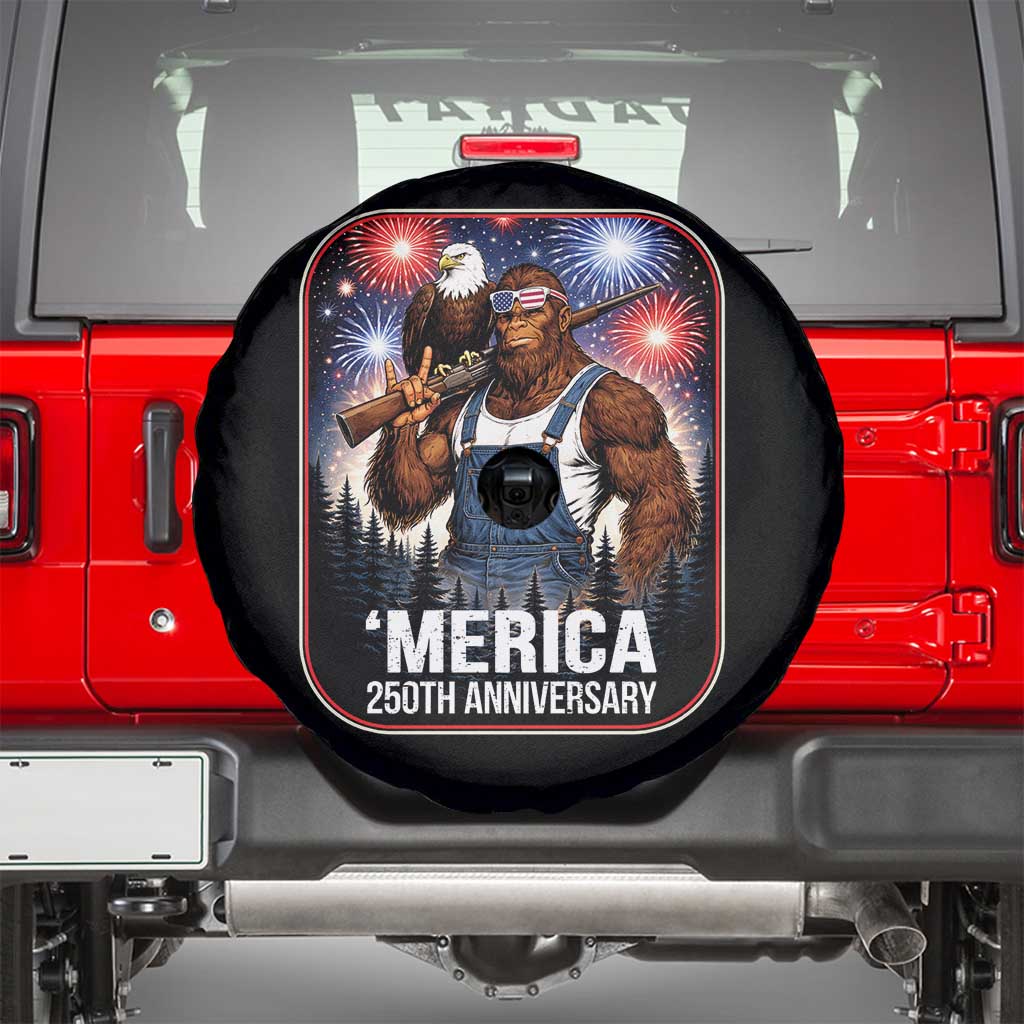 Funny Bigfoot America 250 Years Of American Freedom Spare Tire Cover TS12 Black Print Your Wear