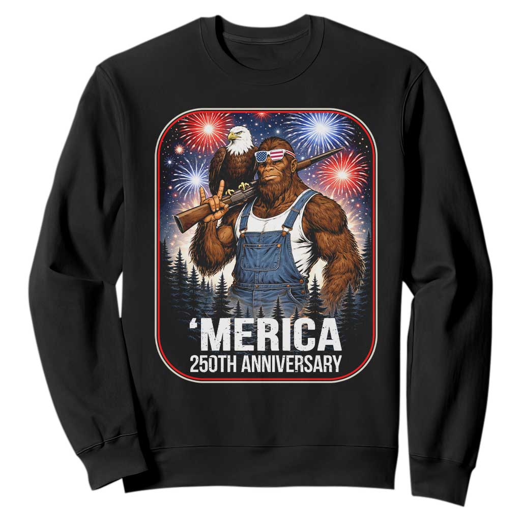 Funny Bigfoot America 250 Years Of American Freedom Sweatshirt TS12 Black Print Your Wear